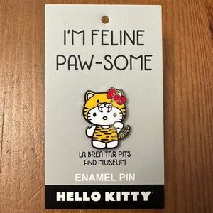 Limited Edition La Brea Tar Pits Hello Kitty Saber Toothed Tiger Cat Enamel Pin